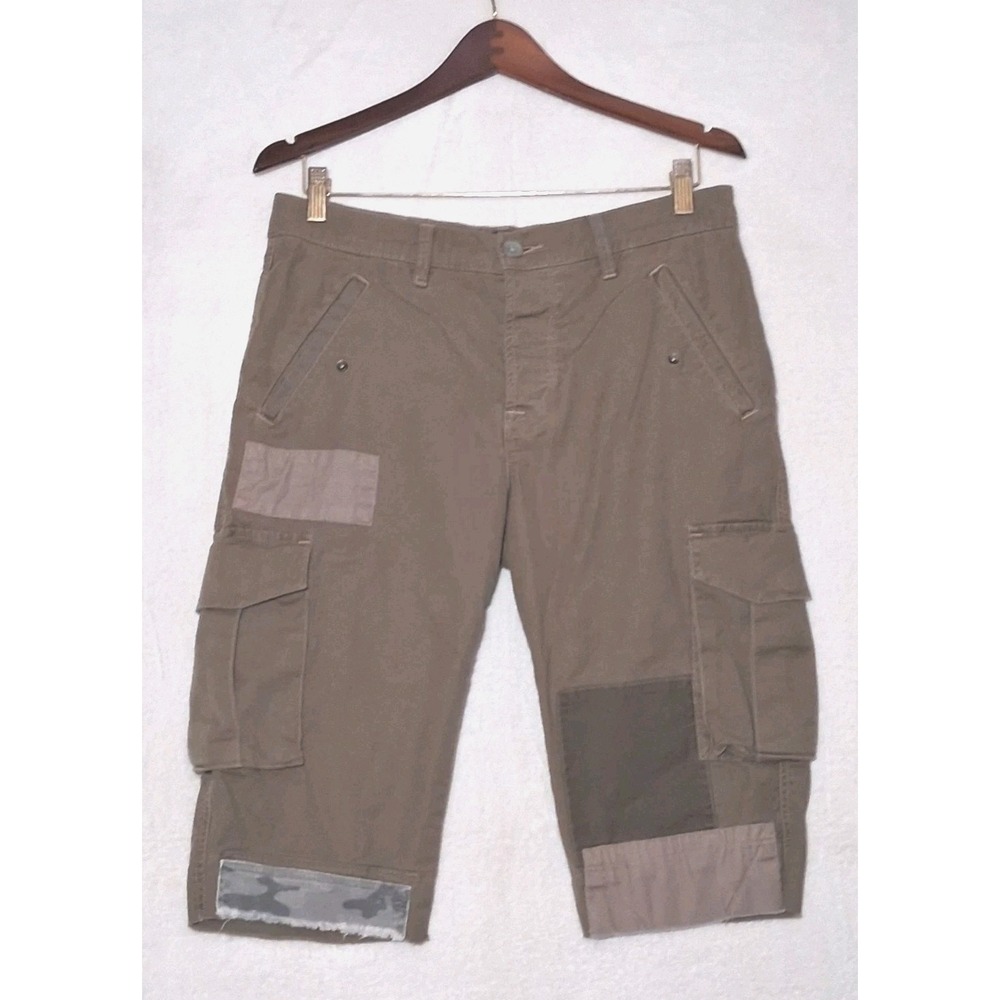 HUDSON Shorts Mens Size 30 Cargo Green Army Cut Off Button Fly Surplus Military